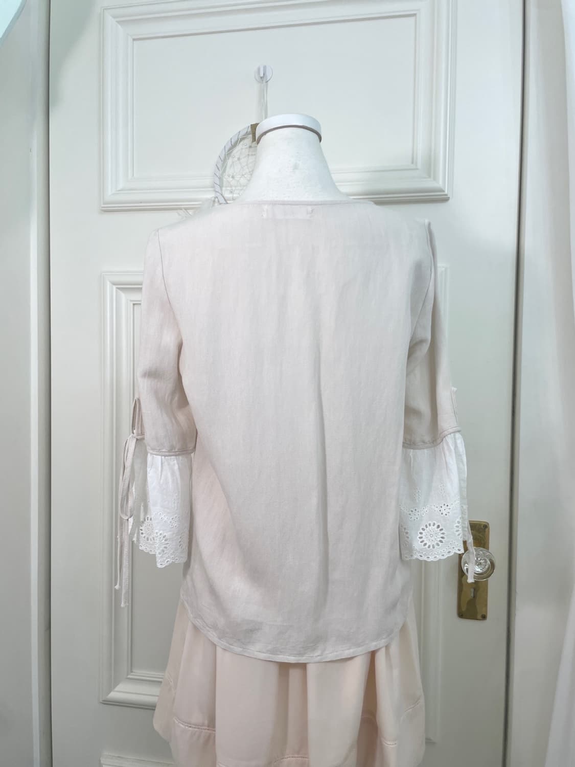 beige ivory summer cotton blouse 상품이미지5