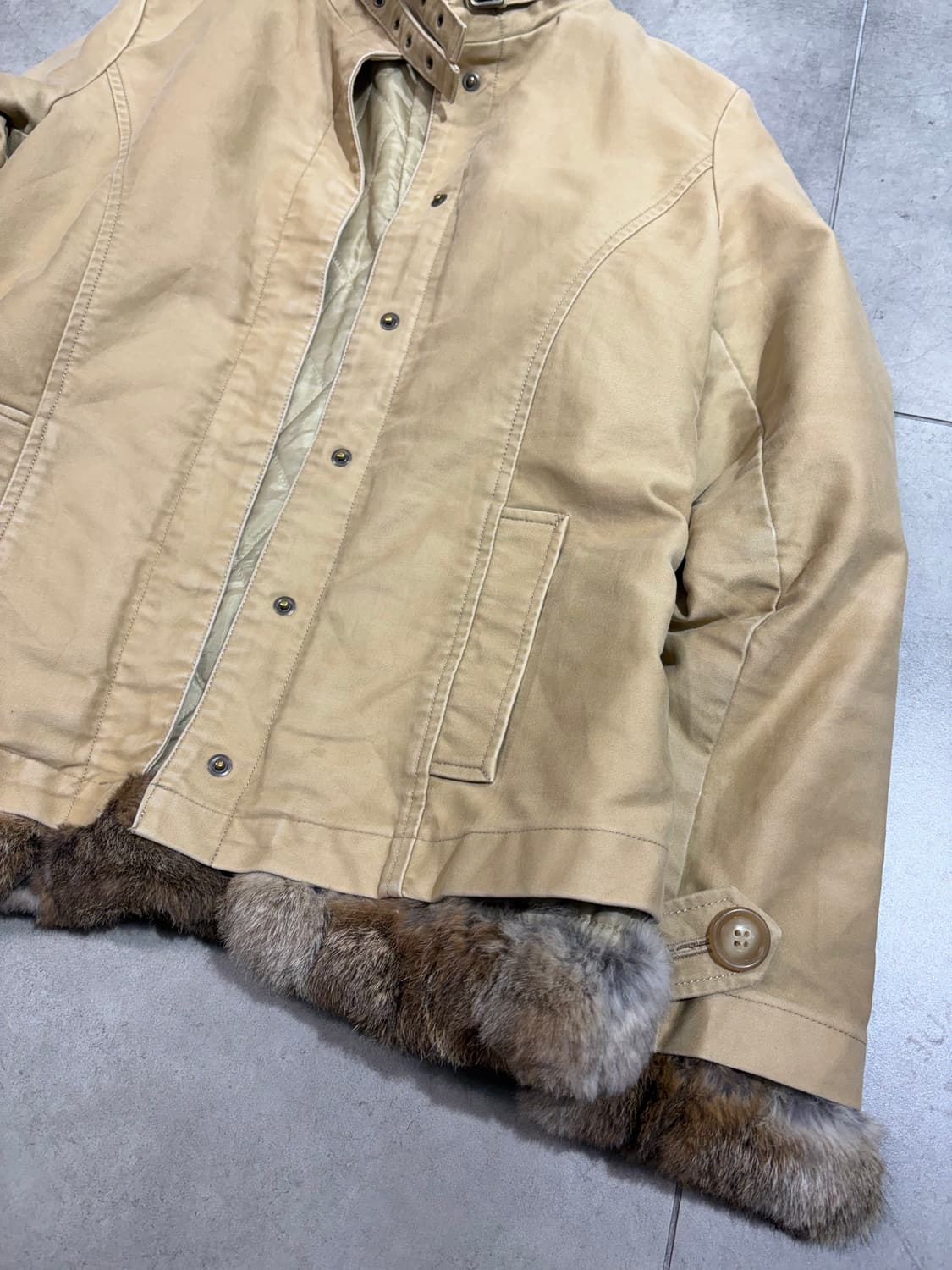 일본 빈티지 베이지 코튼 퍼 무스탕 자켓 상품이미지4