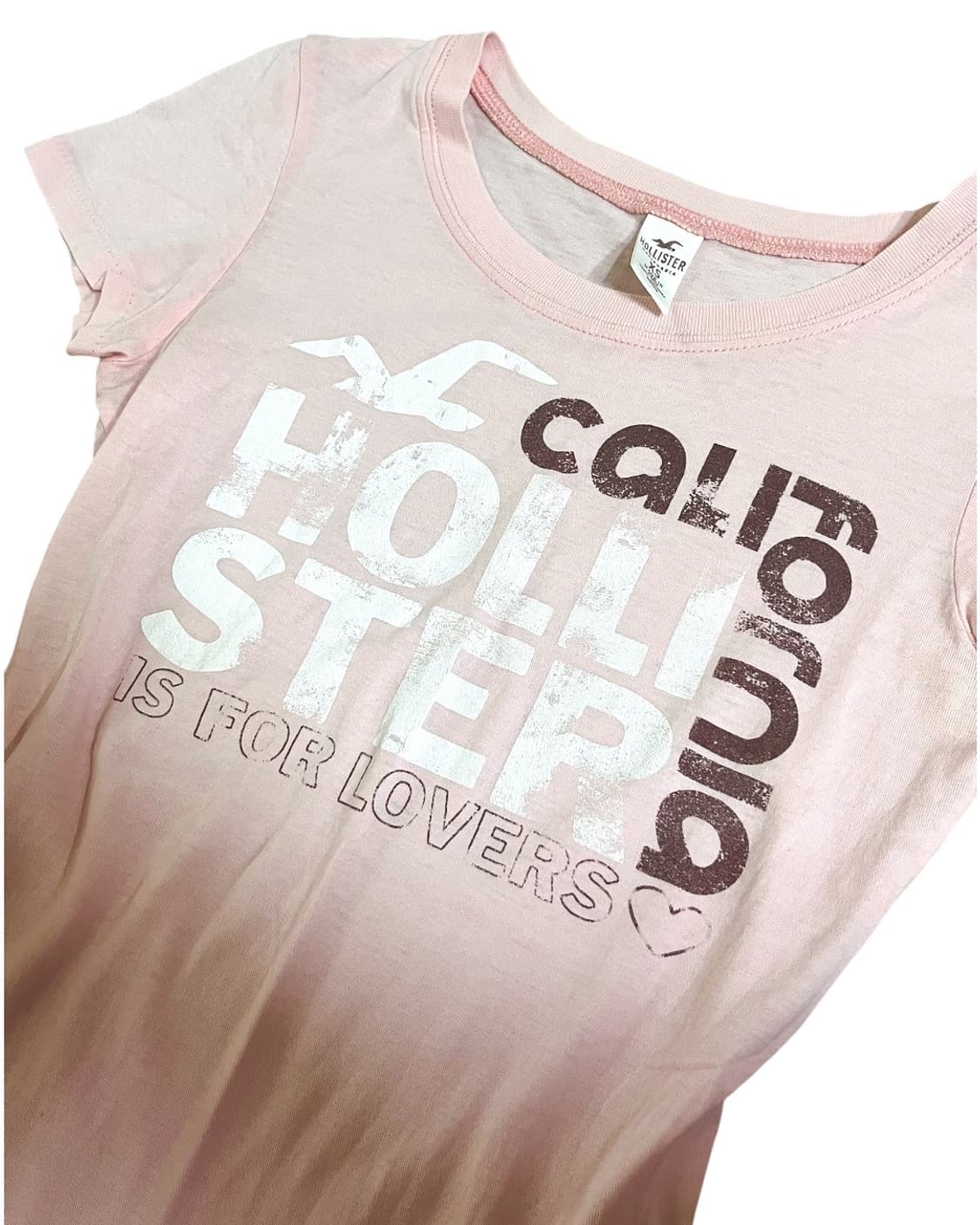홀리스터 hollister 연핑크 레터링 반팔 상품이미지2