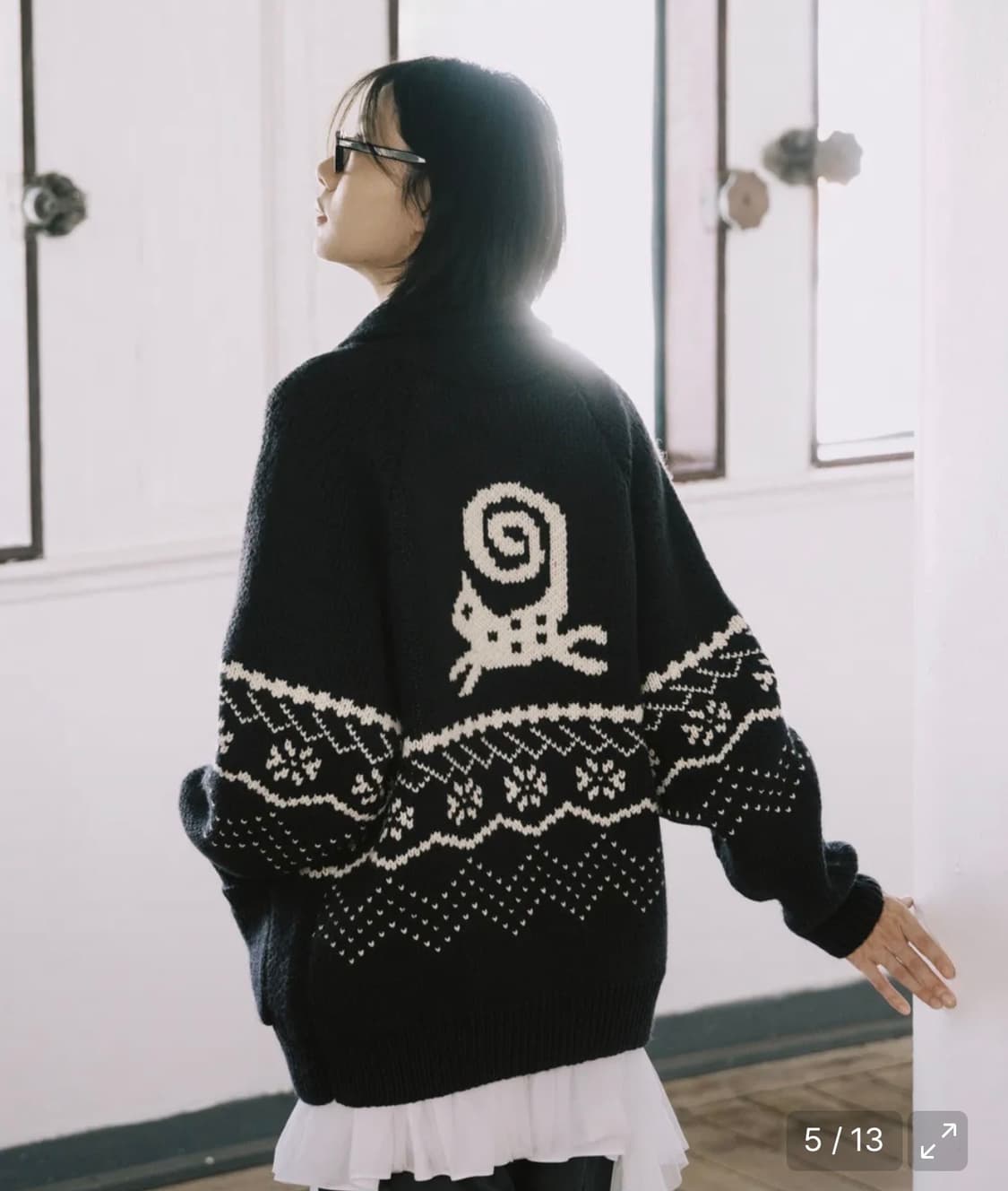 오헤시오 캣 그래픽 코위찬 집업 네이비 상품이미지3