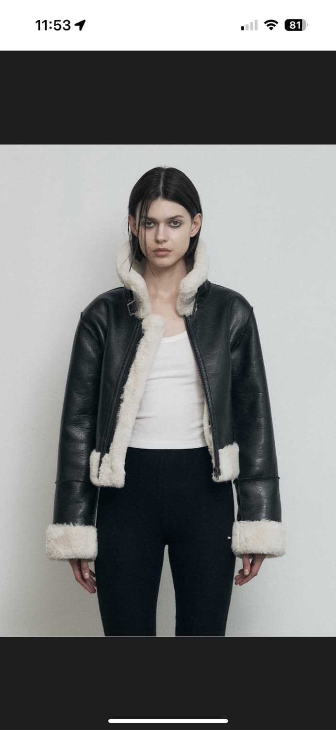 보헤미안서울 슬림핏 시어링 무스탕 블랙 상품이미지2