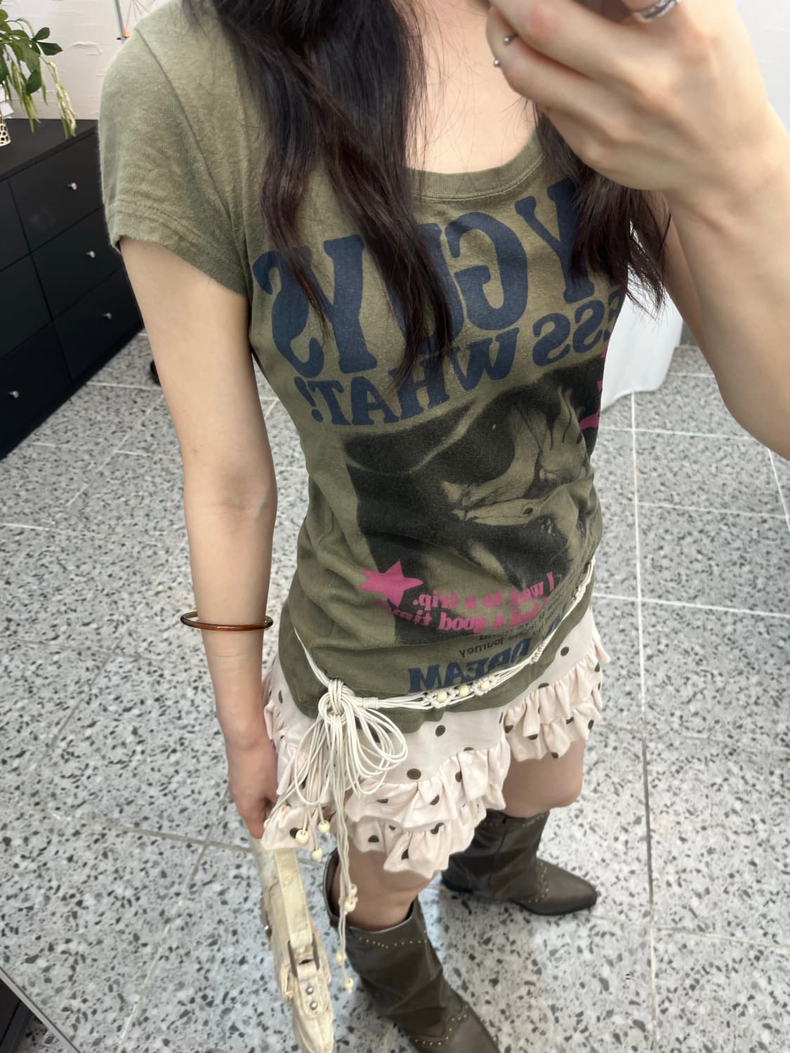 카키 y2k 빈티지 티셔츠 상품이미지1