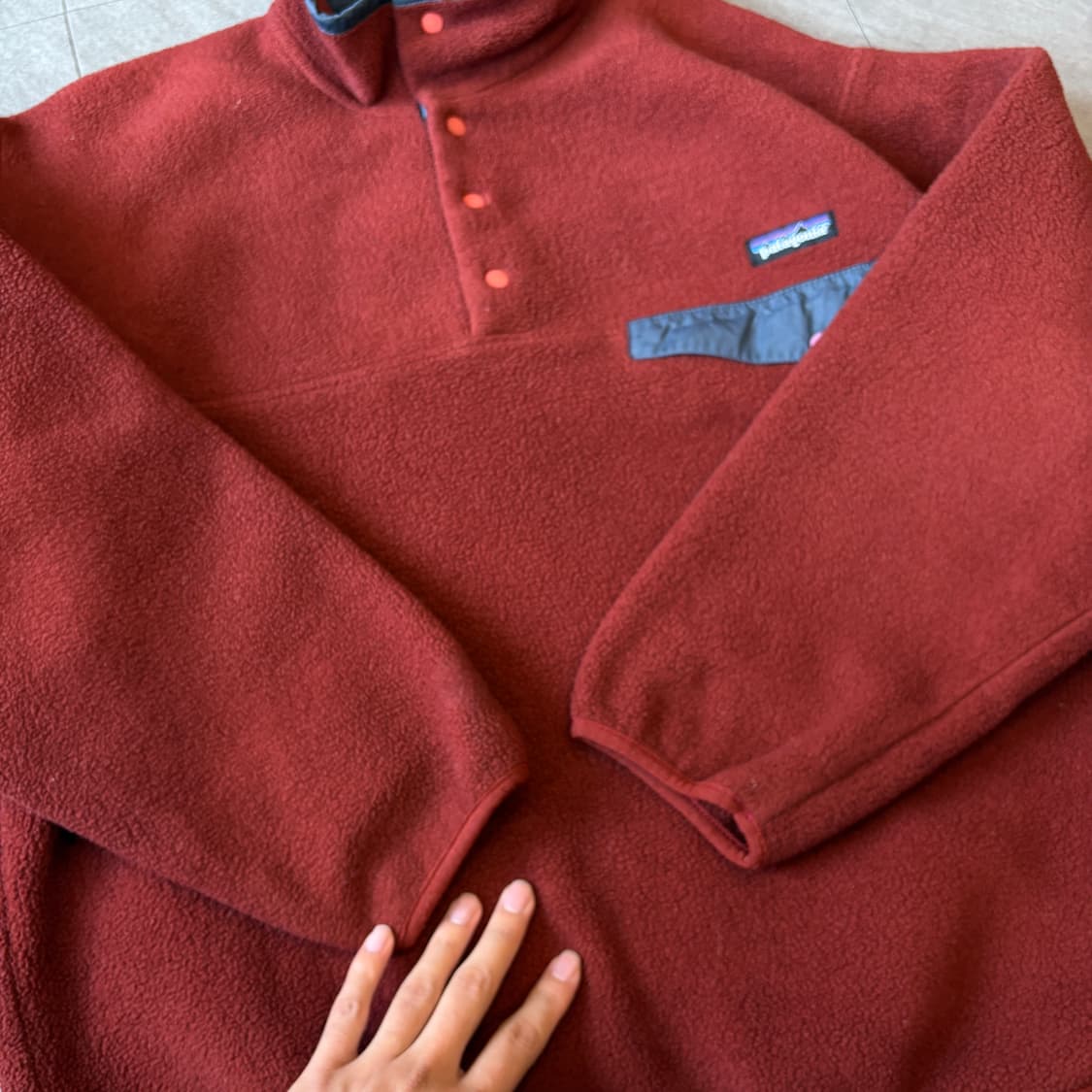 90s 90년대 멕시코 생산 파타고니아 신칠라 버건디 스냅티  상품이미지6