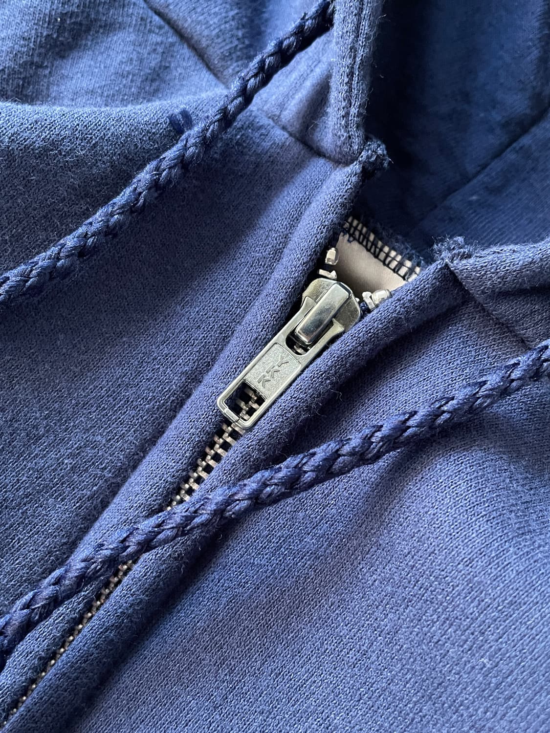 90s Hanes Navy Blank Hood Zip 상품이미지8