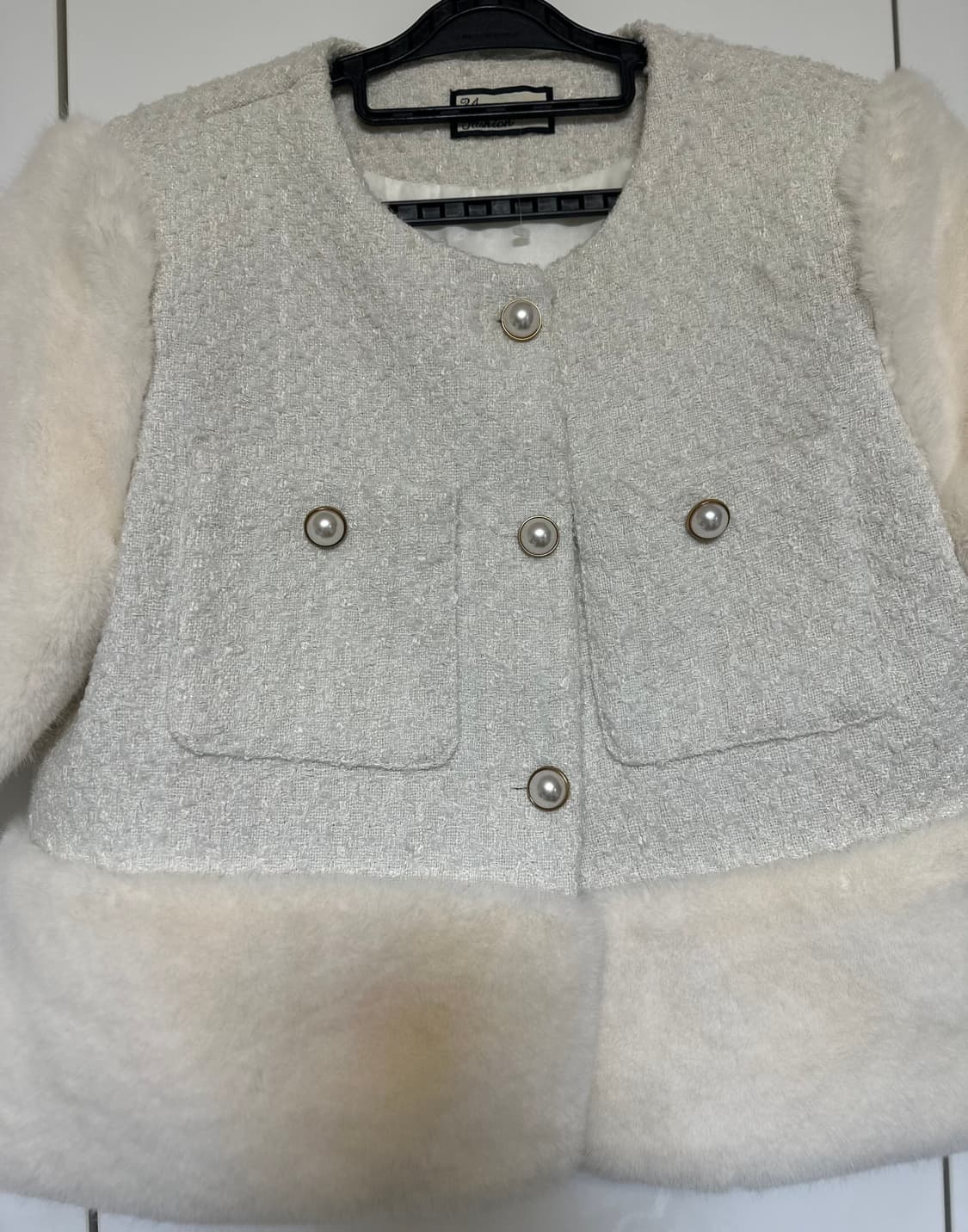 써리원트위드 퍼 자켓 아이보리 상품이미지5