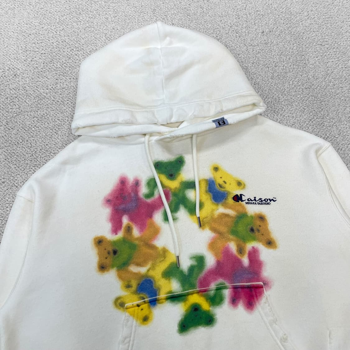 미하라야스히로 챔피온 베어 그래픽 프린트 디스트레스 후드티  상품이미지2