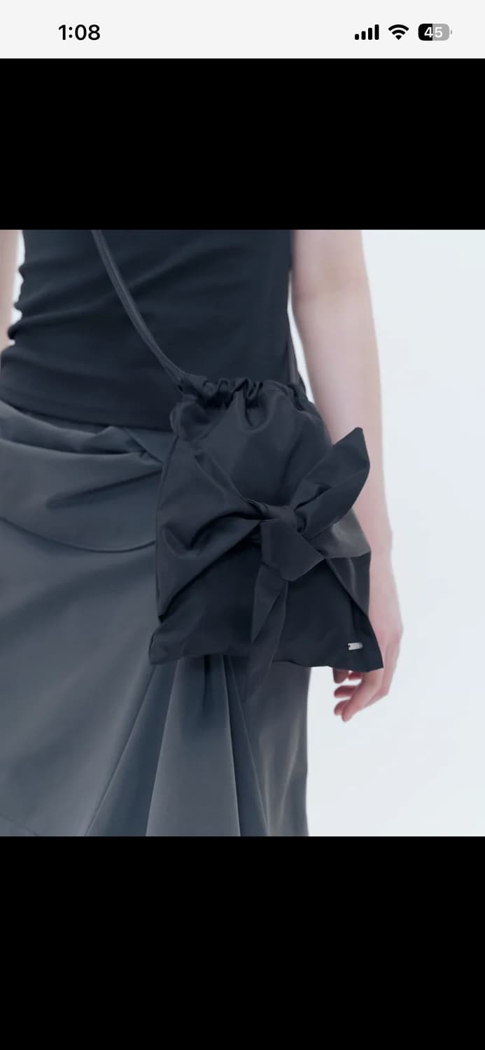 Miseki Tie-up mini drawstring bag BLACK 상품이미지3