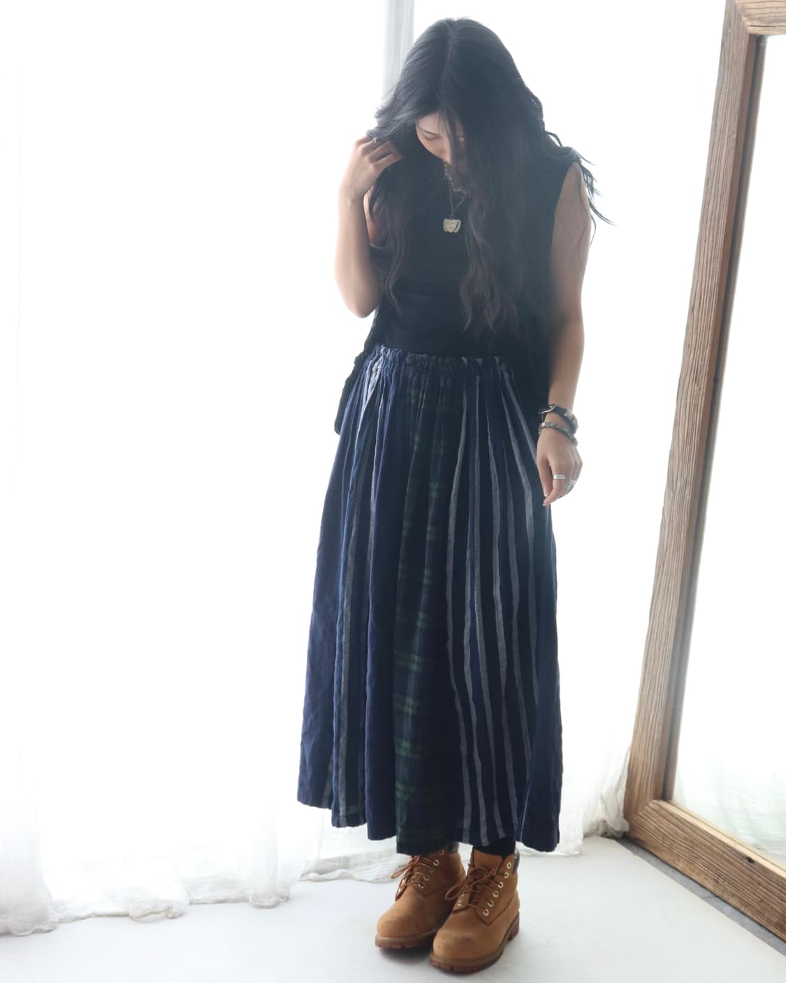 [Natural Laundry] Check & Stripe Skirt 상품이미지6