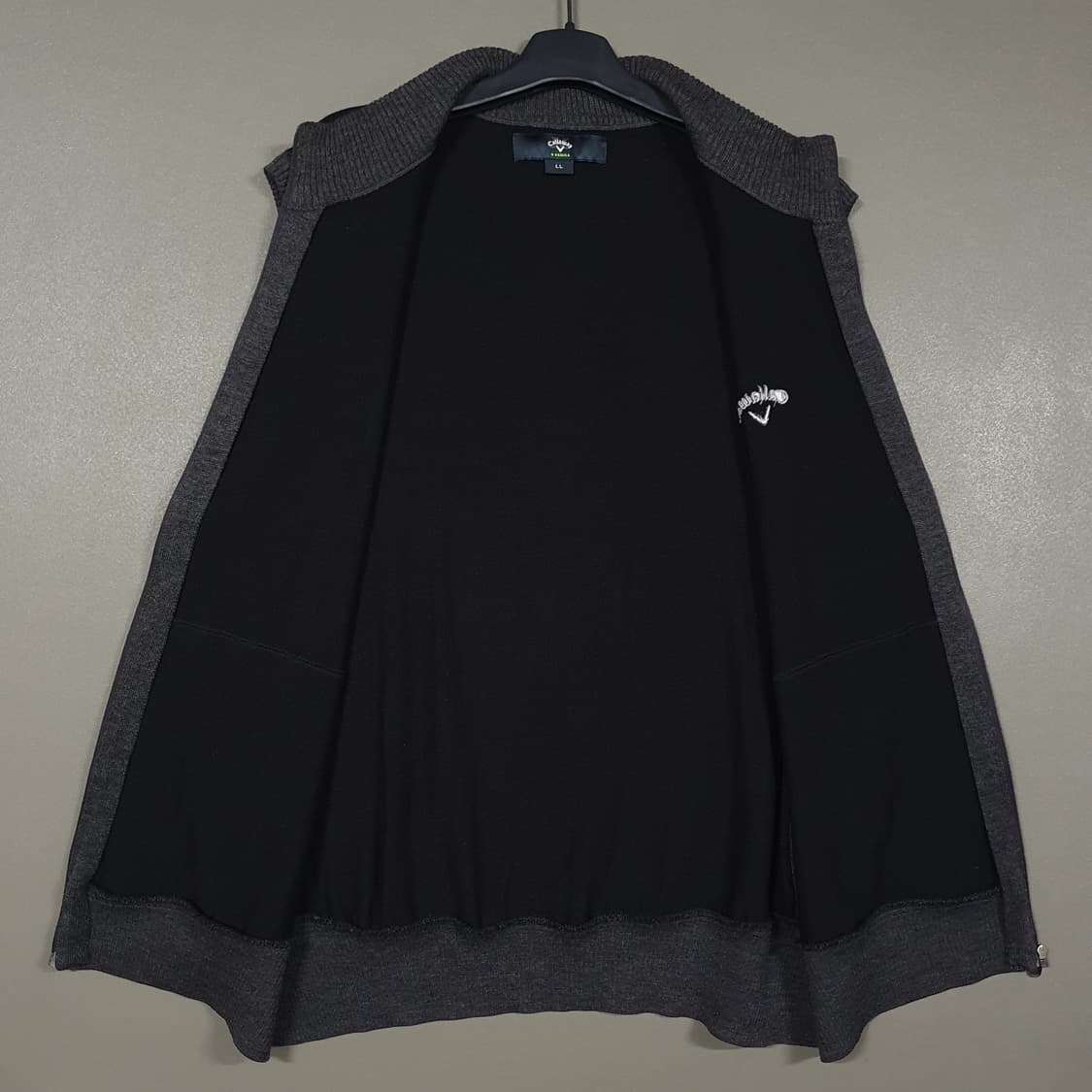105 (XL) 캘러웨이 골프 고급 울 모 니트 집업 베스트 조끼 블랙 상품이미지5