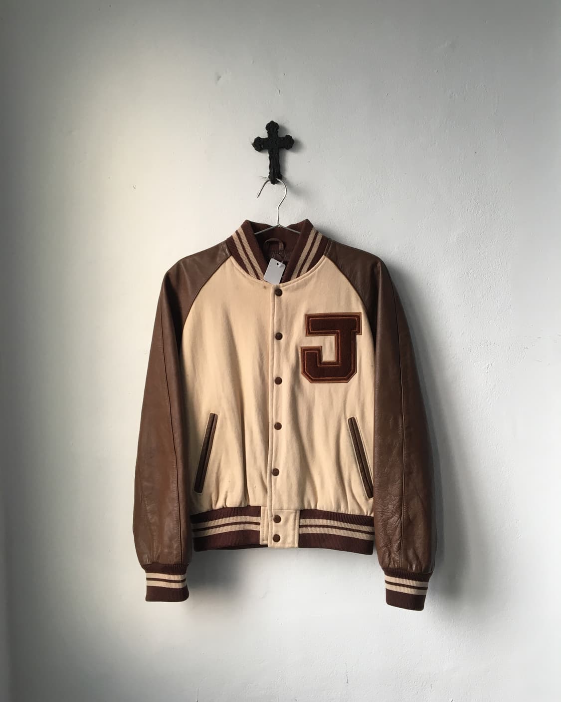 Leather layer varsity jacket 상품이미지2