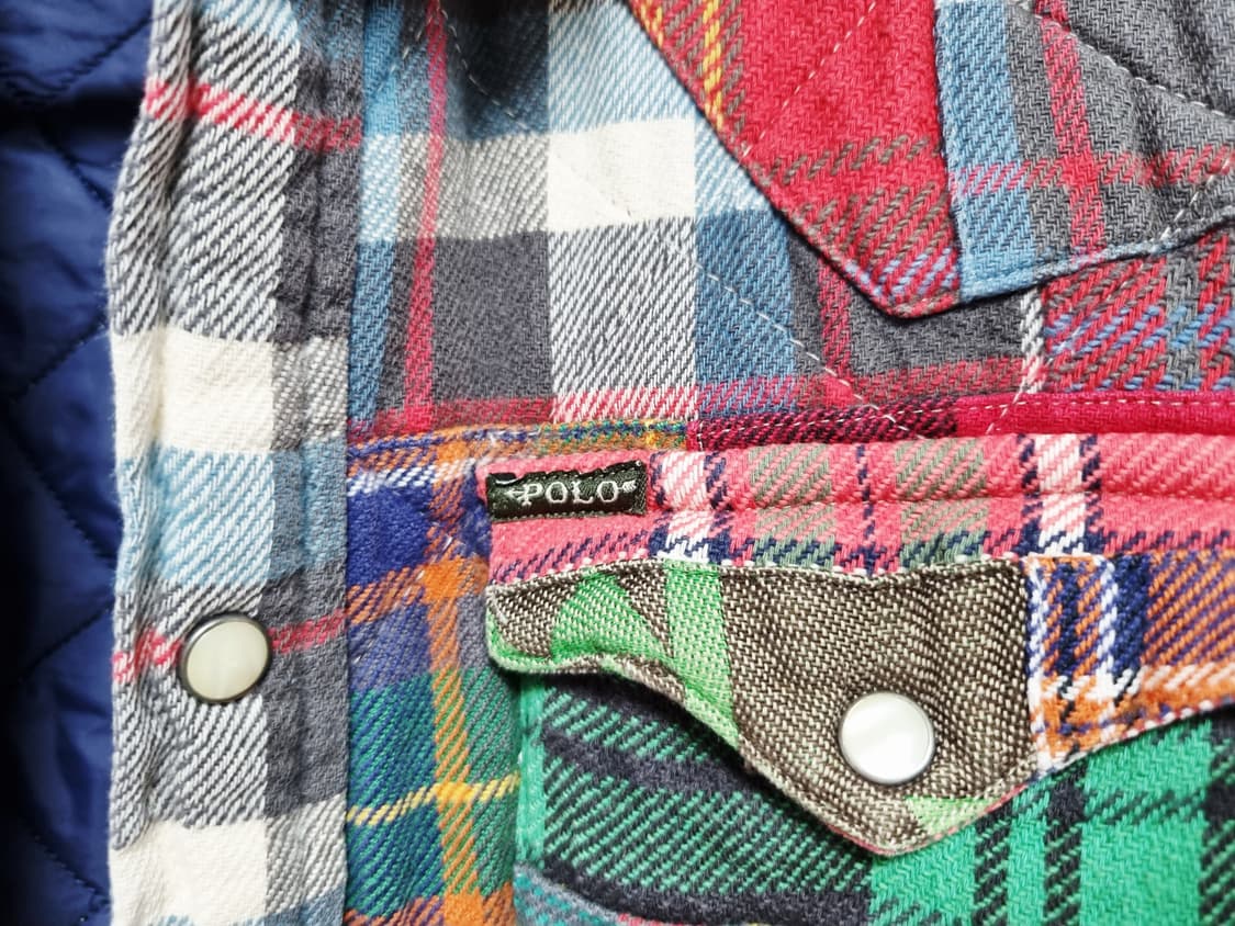 여성 레어 폴로 빈티지컨셉 패치워크 플란넬 웨스턴 퀼티드 자켓 점퍼 상품이미지3