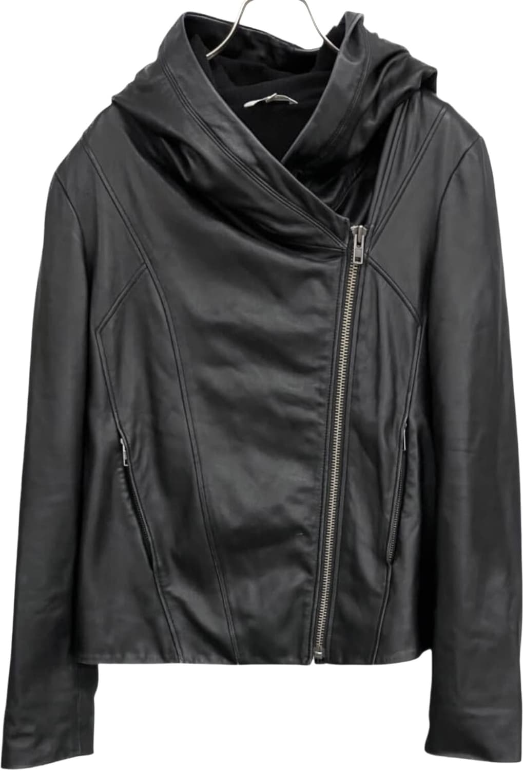 헬무트랭 사선집업 드레이프 후드레더자켓 상품이미지8