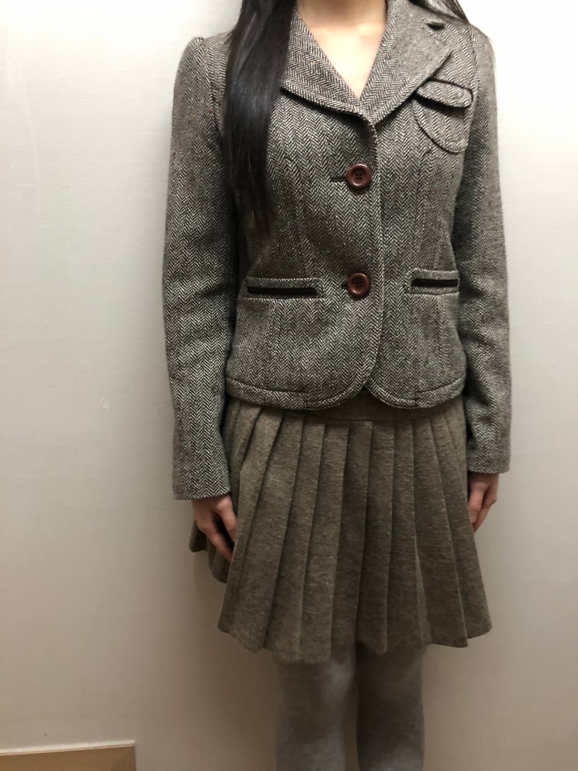 빈티지 브라운 울 헤링본 자켓 상품이미지2