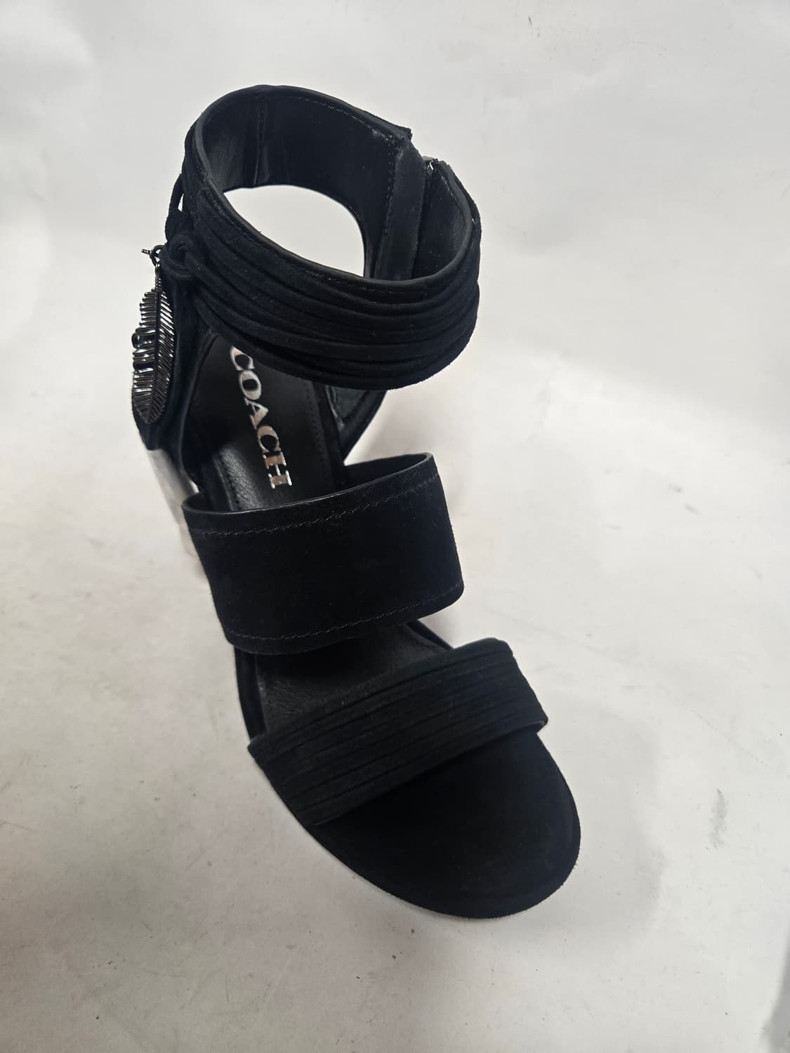 새제품)코치 블랙 스웨이드 테슬장식 웨지힐 샌들 240 상품이미지9
