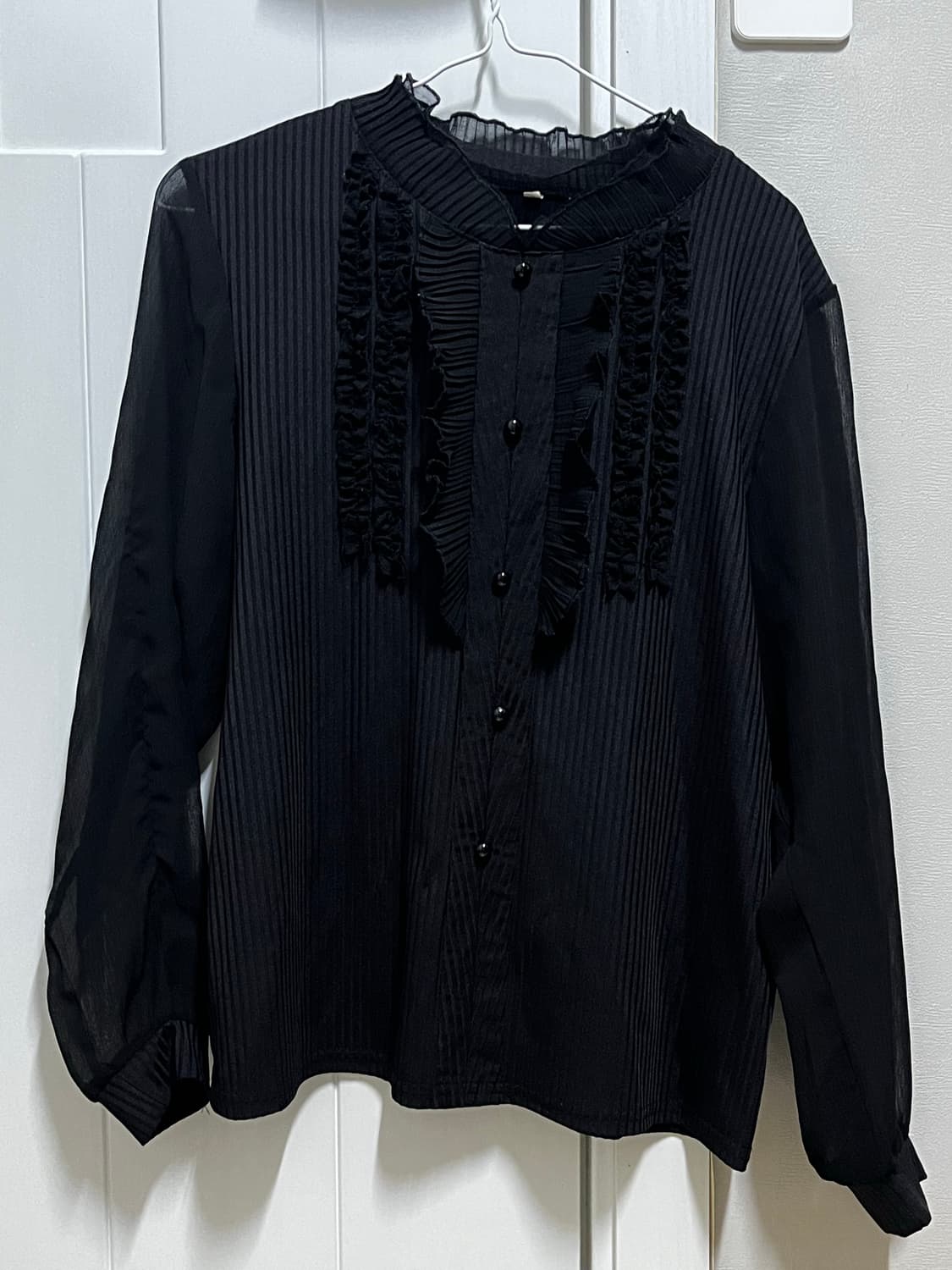 블랙 시스루 블라우스 상품이미지1