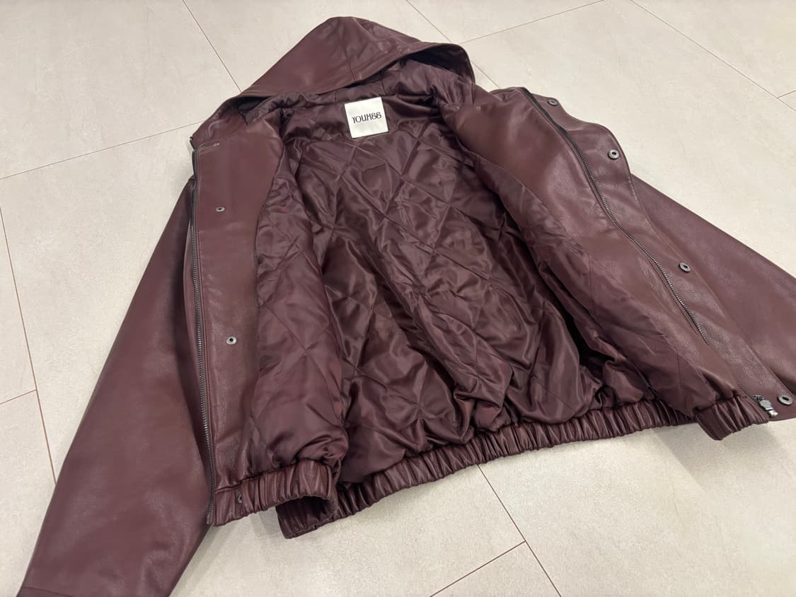 유희  FAUX LEATHER JUMPER BROWN 레더자켓 상품이미지6