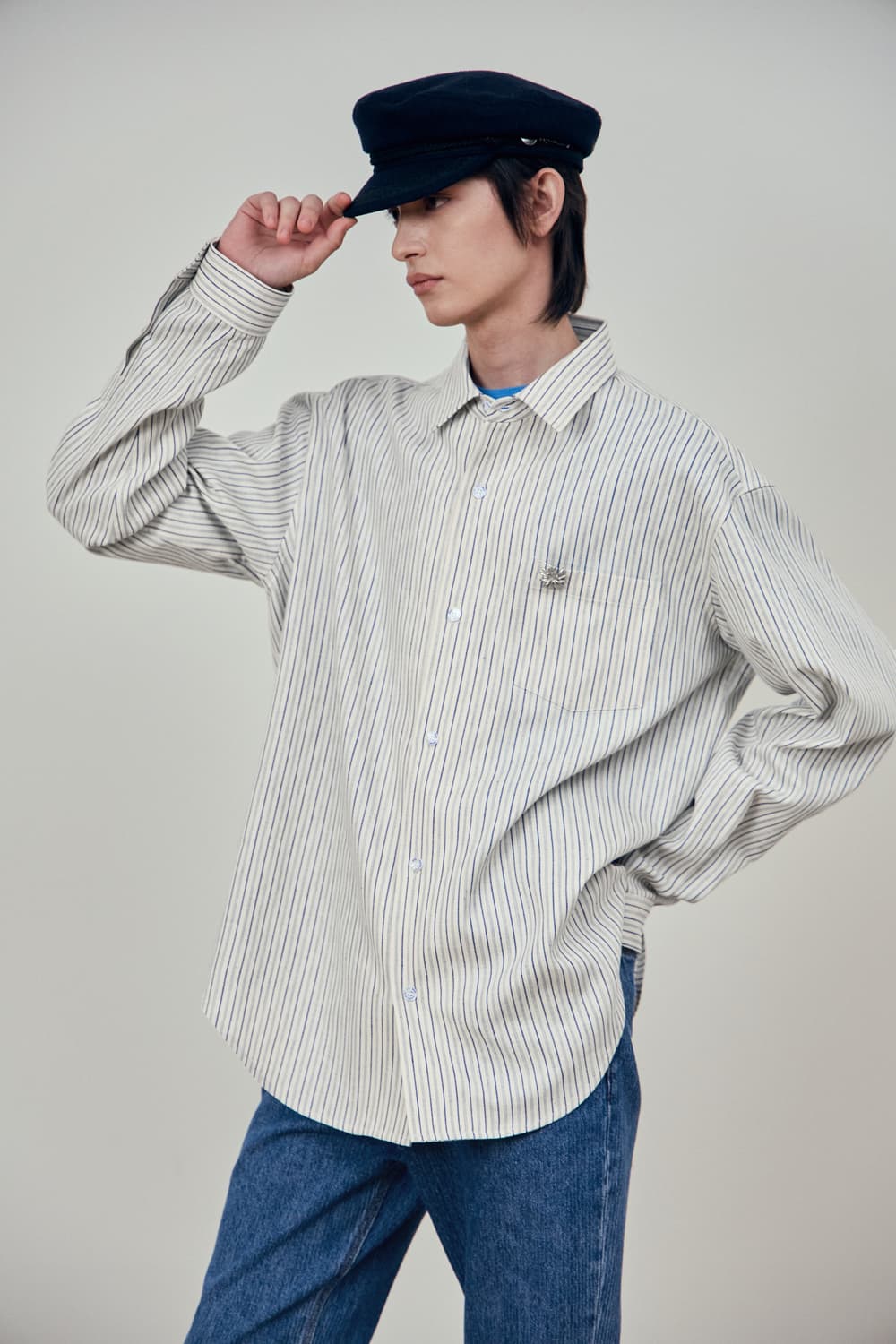 [M] STU 25SS 스트라이프 셔츠 블루 STU OFFICE 상품이미지1