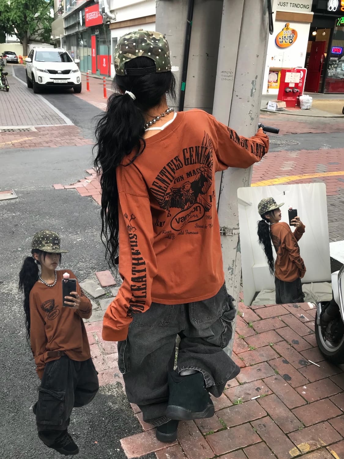 ☠️ 밴슨 프린팅 브라운 !! 롱슬리브 ☠️ 상품이미지1