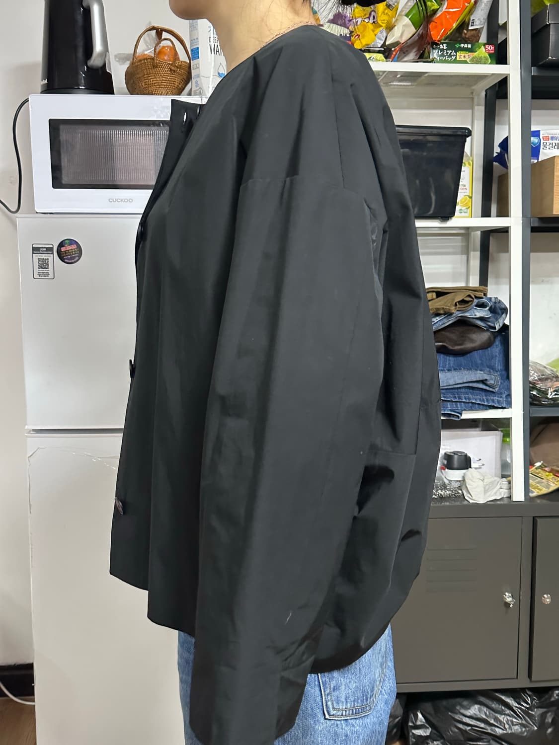 유노이아 노카라 볼륨 자켓 블랙 프리사이즈 상품이미지7