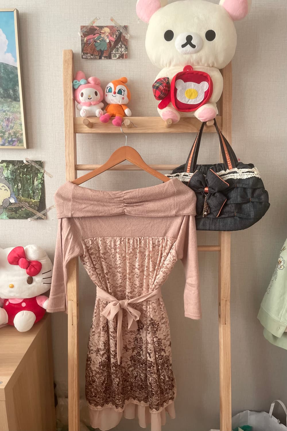 모리걸 빈티지 라떼갸루 엑시즈팜 니트 원피스💗🎀 상품이미지3