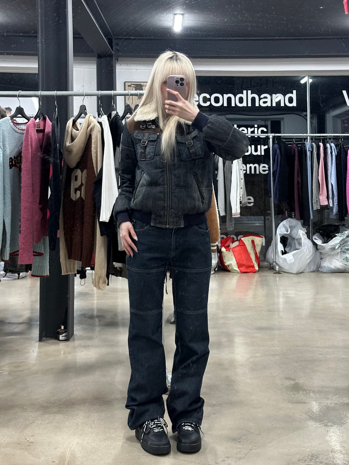 푸부 FUBU 데님 웨스턴 덕다운 숏 패딩 점퍼 상품이미지2