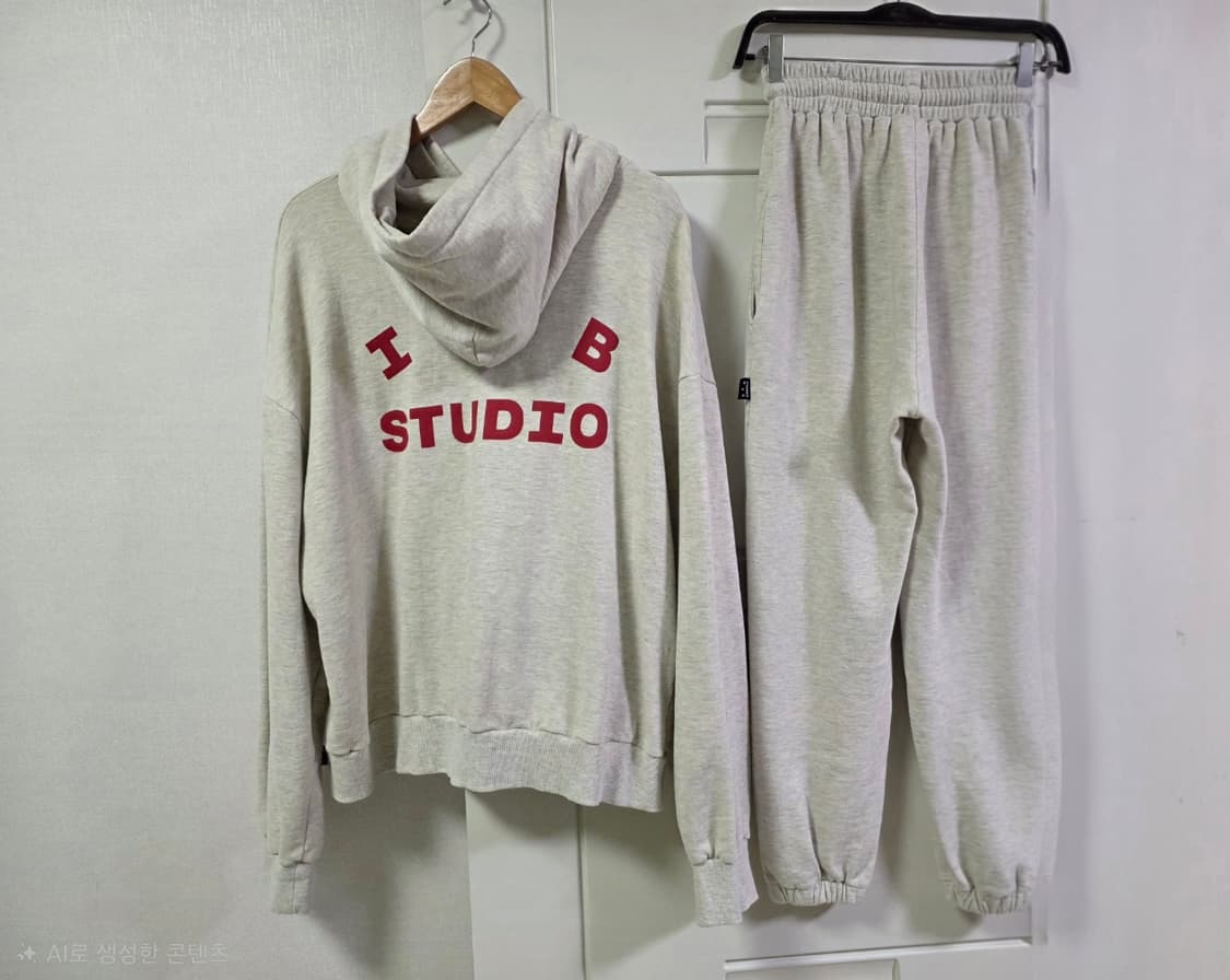 아이앱 스튜디오 오트밀 버건디 스웨트 후드티 스웻팬츠 세트 XL

 상품이미지4