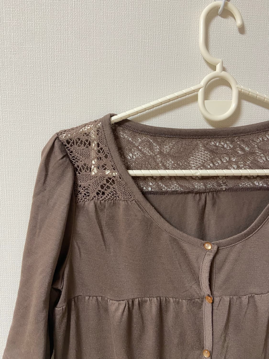 일본 빈티지 모리걸 하구미 슬리브리스 레이스 반팔티 상품이미지3