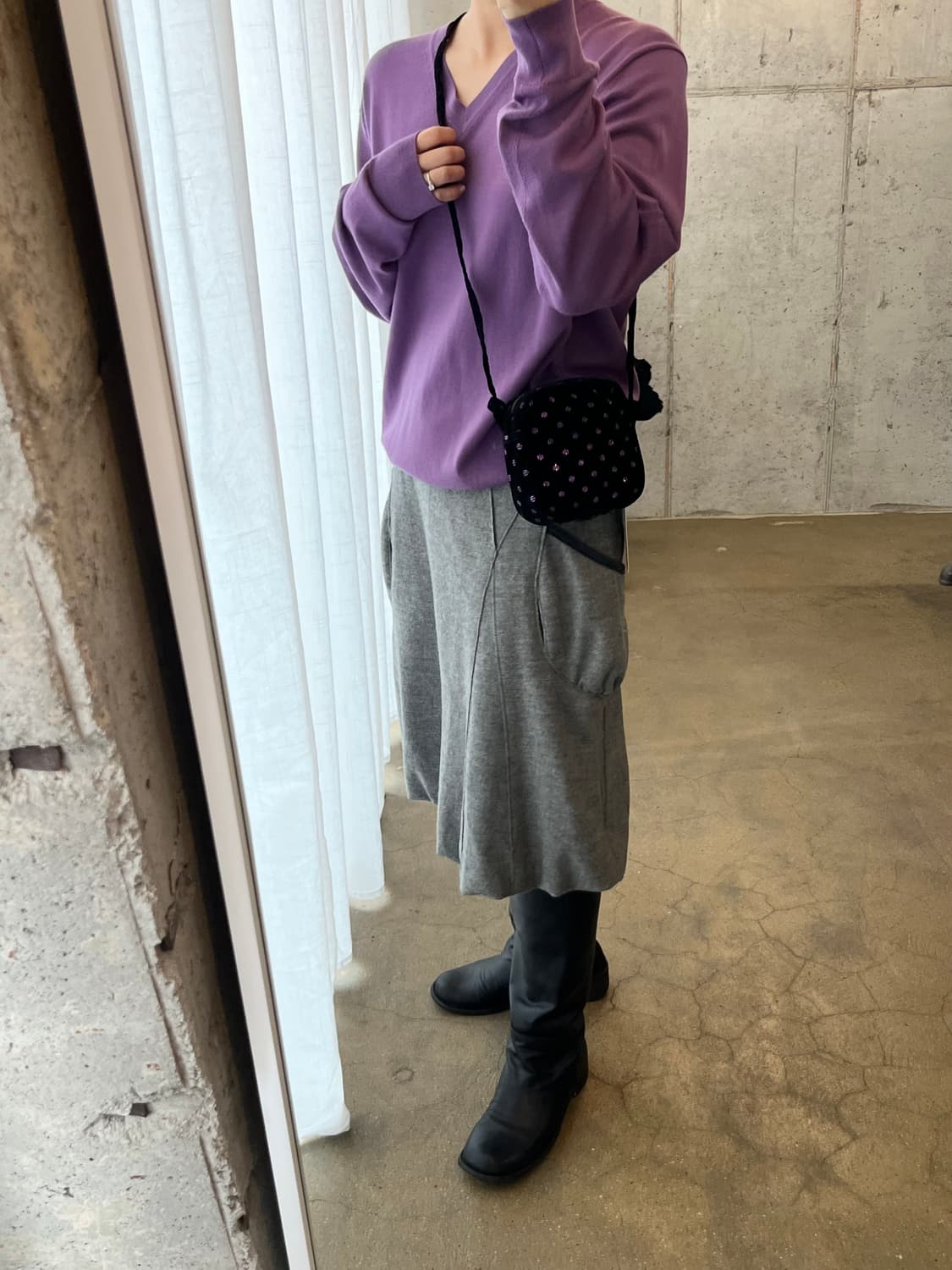 도트 패턴 벨벳 미니백  상품이미지5