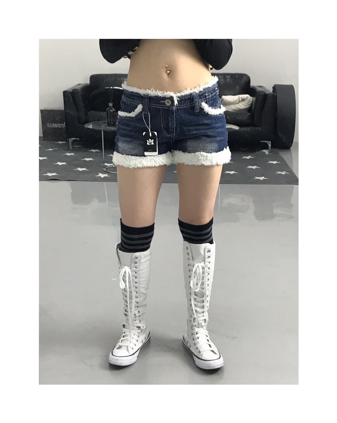 Vintage y2k denim fur shorts 상품이미지1