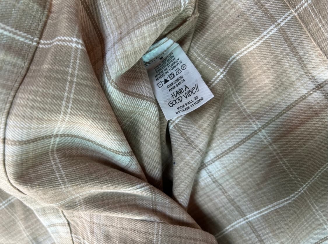 스투시 프랭크 플레이드 집업 셔츠 탄 M 상품이미지3