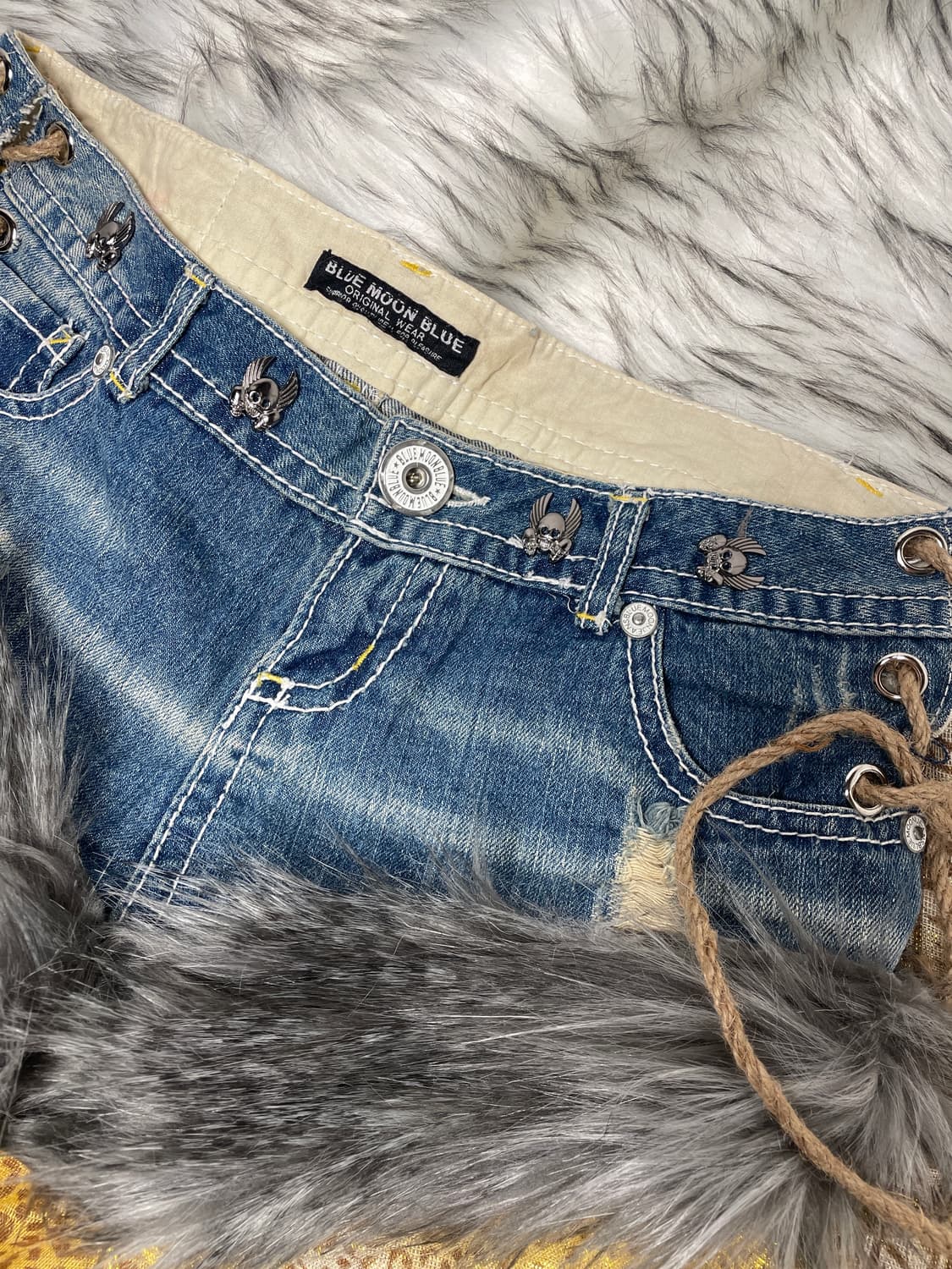 빈티지 커스텀 퍼팬츠 쇼츠 로우라이즈 상품이미지2