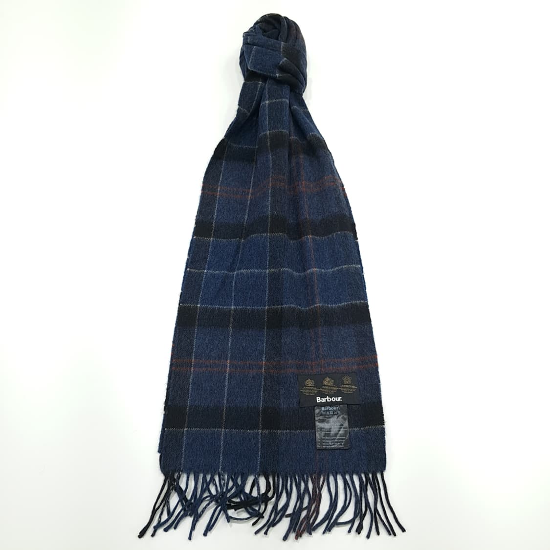 MX277 바버 네이비블랙 타탄체크 메리노울 캐시미어 목도리 머플러 상품이미지1