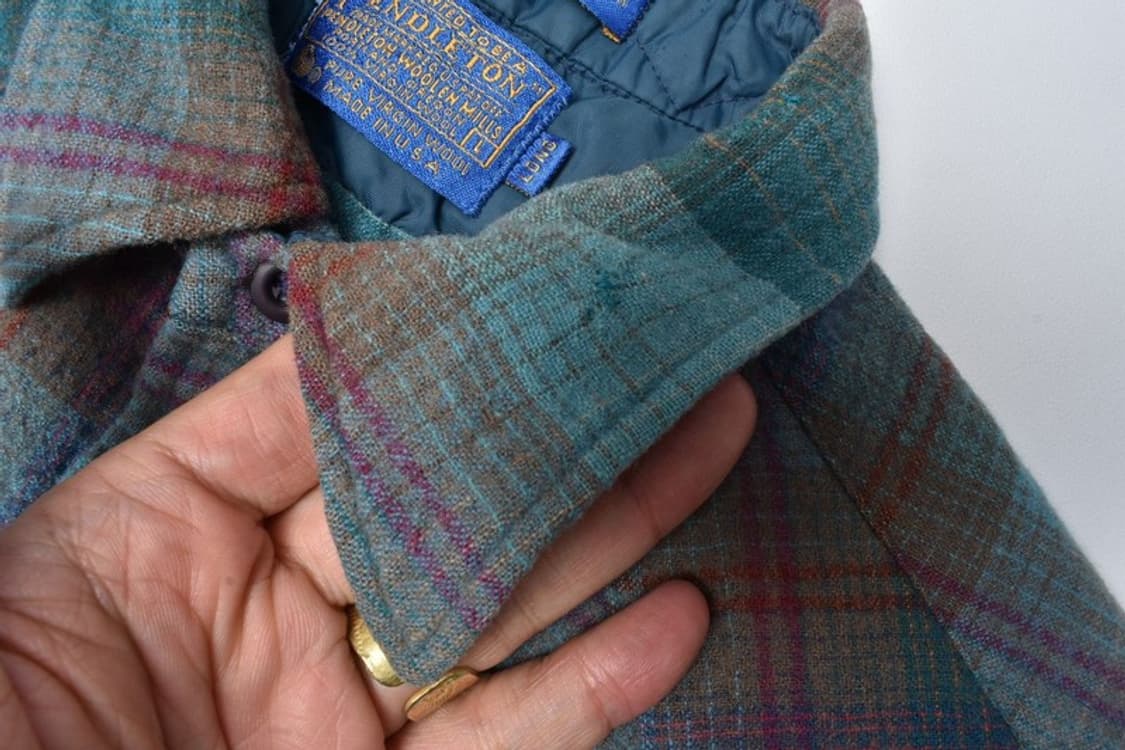 80S 펜들턴 울 체크 웨스턴 체크 셔츠 남방 L N0812 상품이미지6