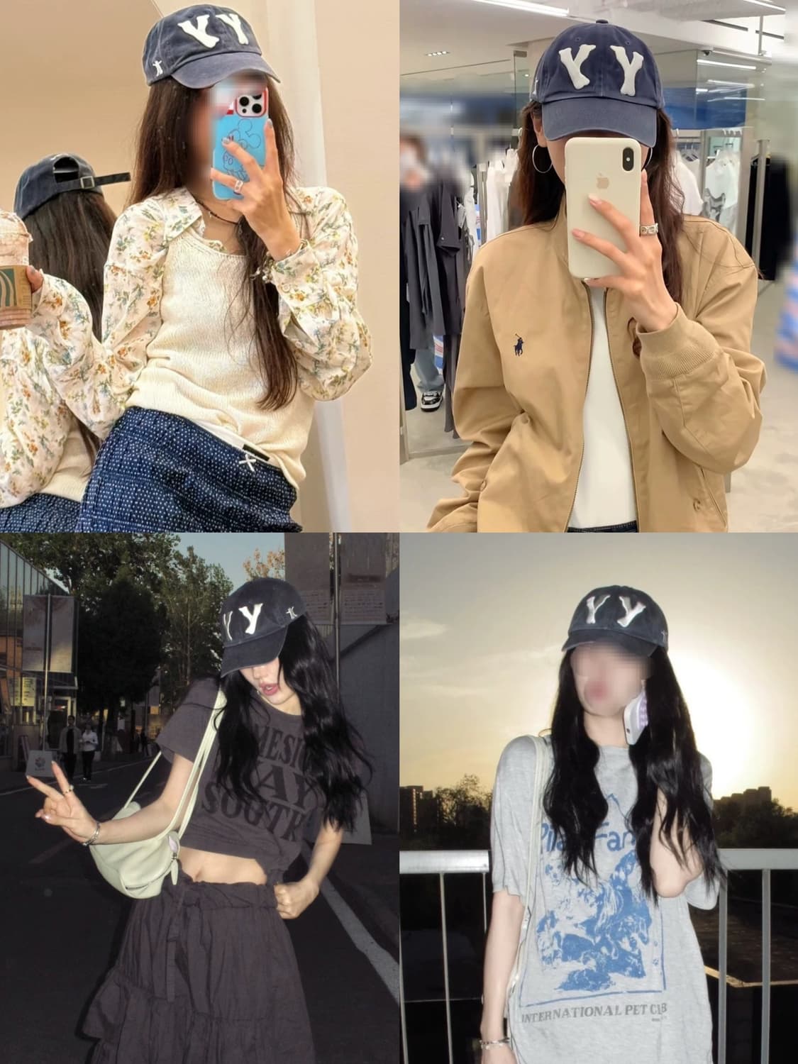 네이비그레이 오픈와이와이 로고 볼캡 모자 상품이미지1