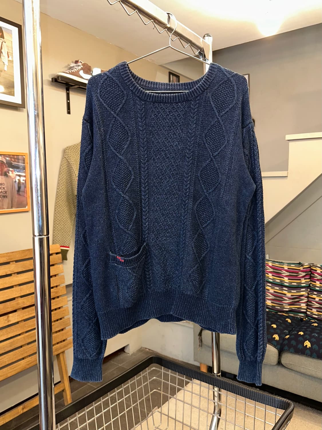 Blue Blue Japan indigo cable pocket knit 상품이미지3
