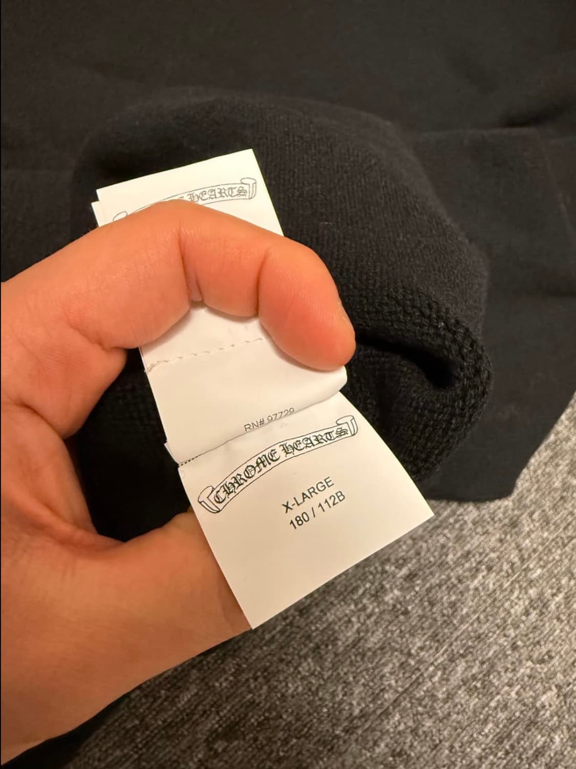 [XL] 크롬하츠 세메터리 크로스 레더 패치 캐시미어 후드 니트 블랙 상품이미지10