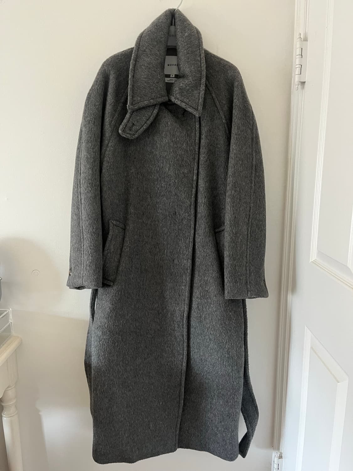 *해외출국으로 판매중단예정* 모한 카멜소재 더블 코트 그레이 상품이미지8