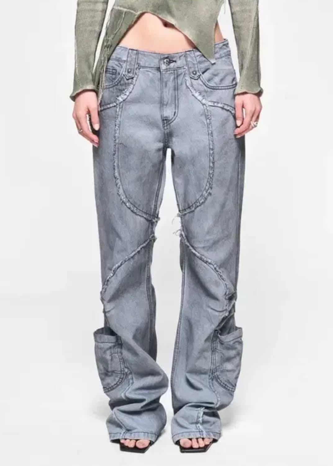 Yeel leey 셔링 컷오프 부츠컷 팬츠 그레이 바지 엘이이와이 상품이미지1