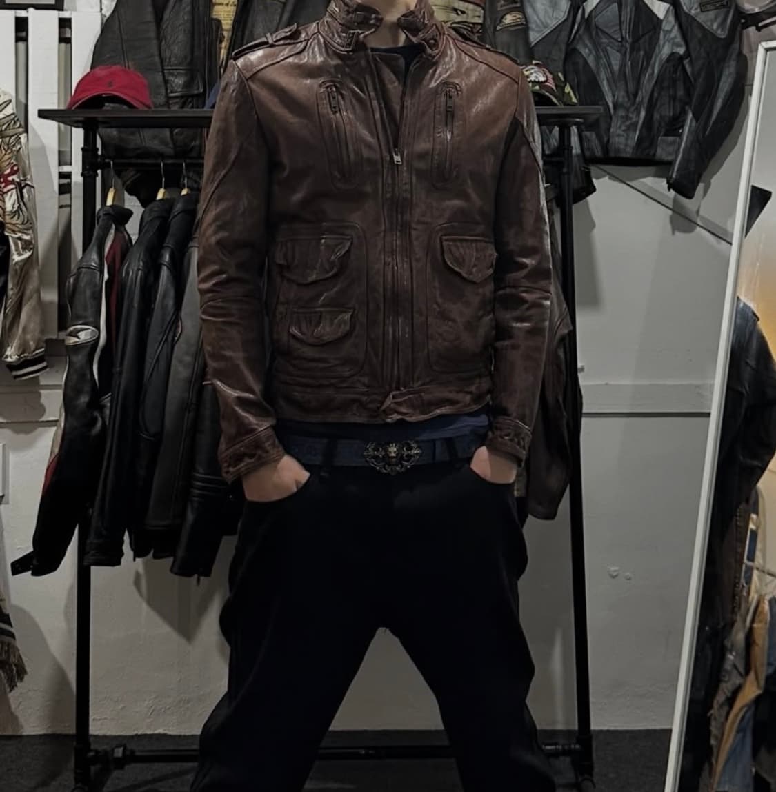 빈티지 양가죽 포켓 레더자켓 상품이미지2