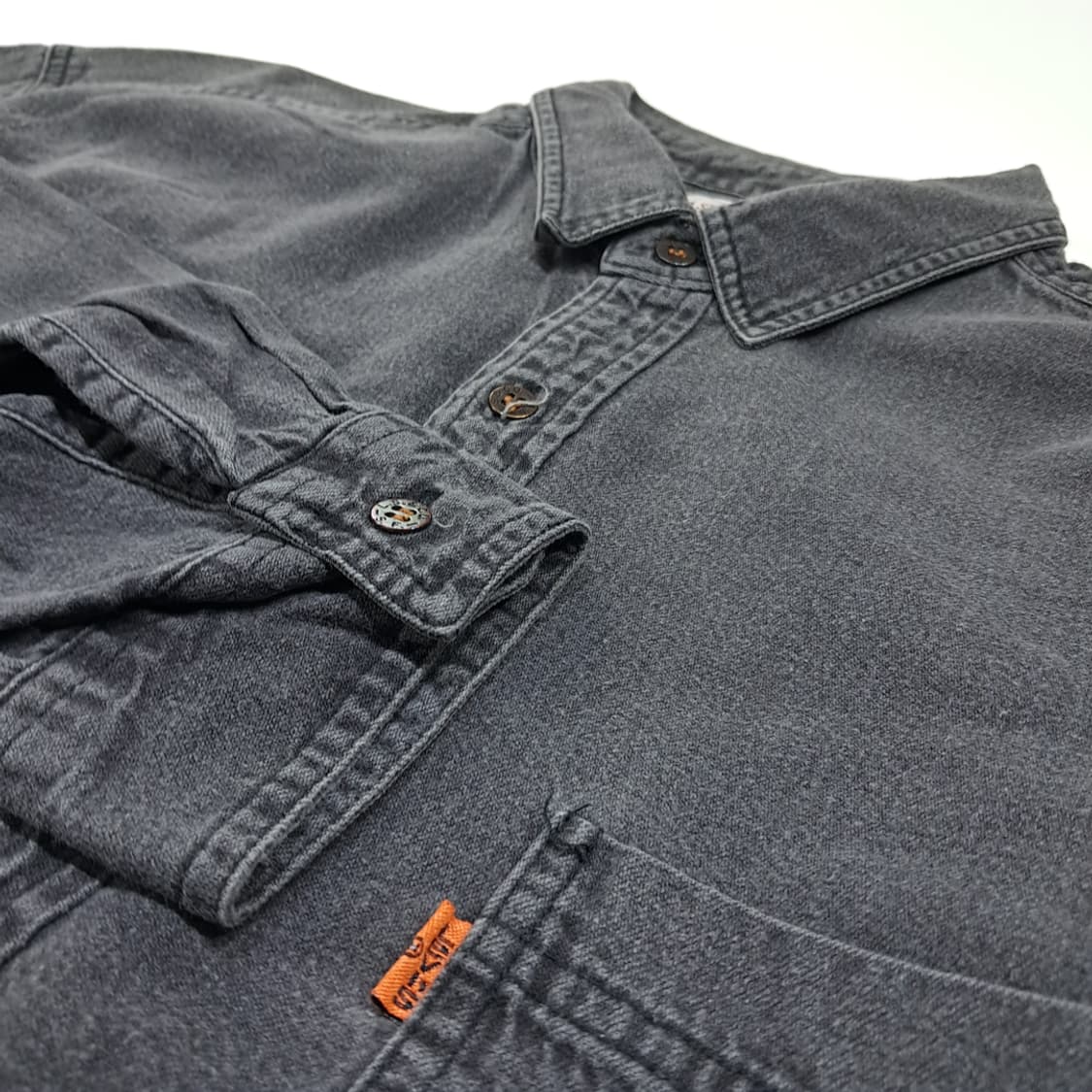 CL870 L 리바이스 90s 한국판 오렌지탭 블랙 데님셔츠남방 상품이미지4