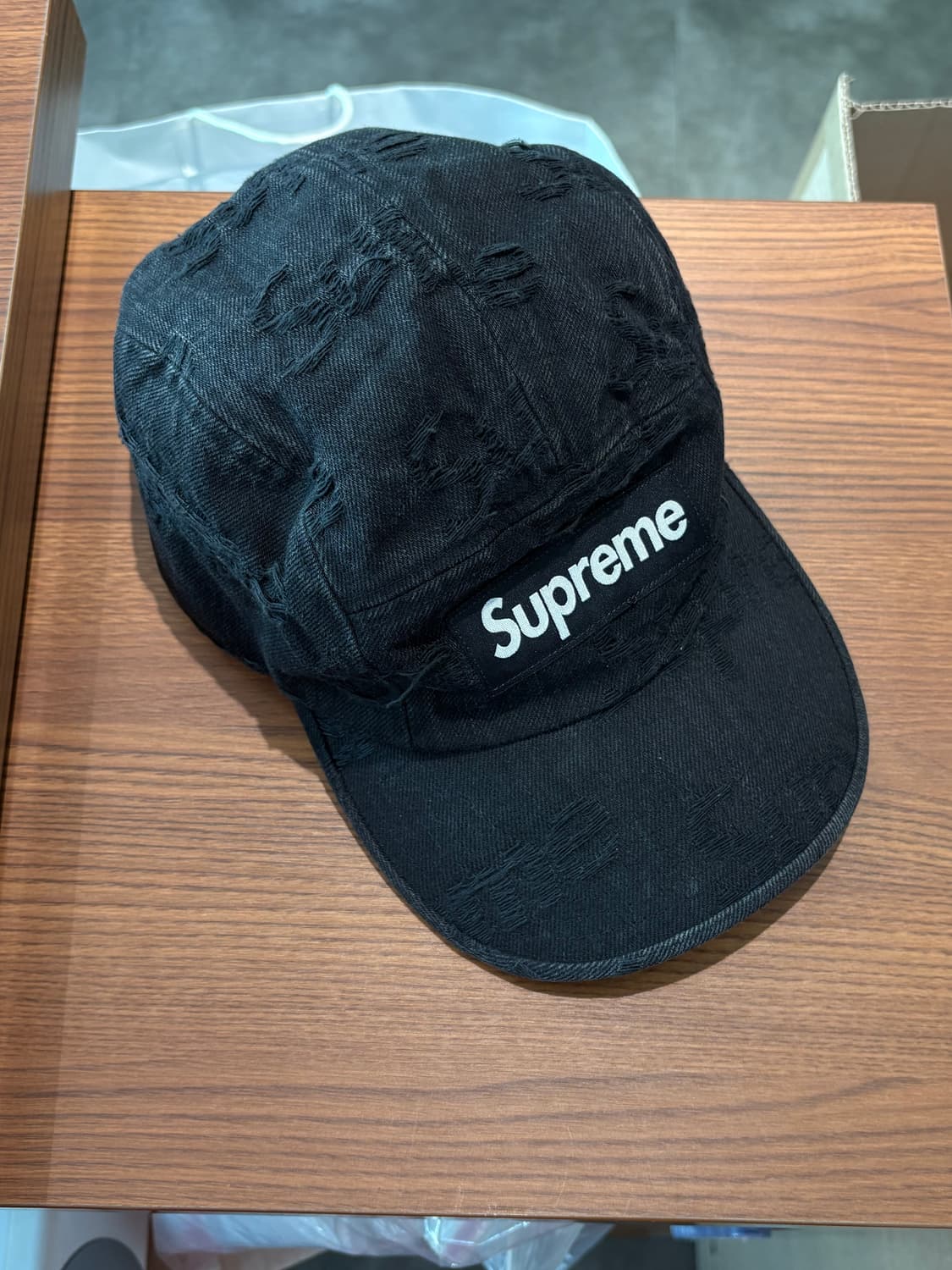 Supreme 슈프림 데미지 캠프캡 캡모자 블랙 상품이미지1