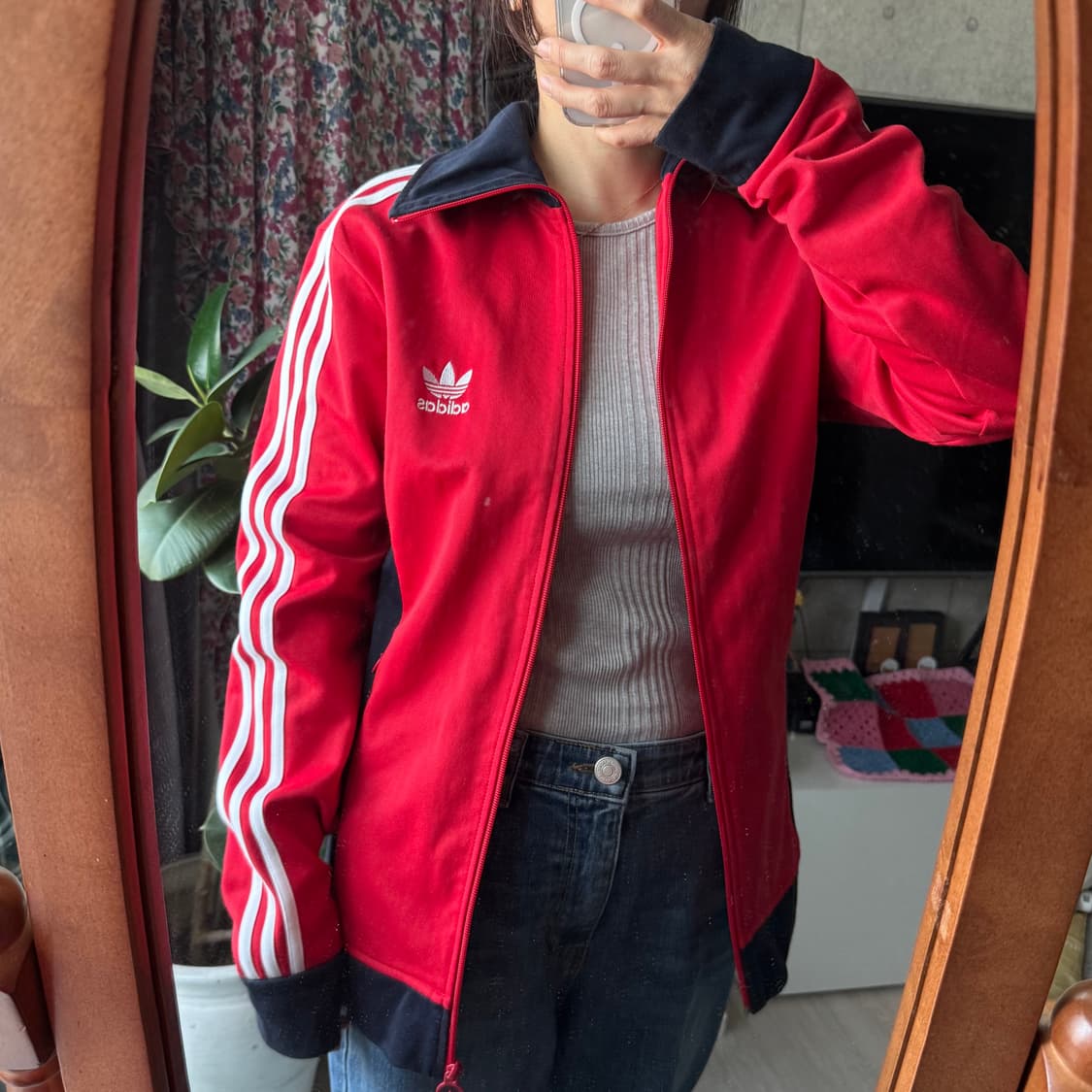 아디다스 레드 네이비배색 유로파 트랙탑져지 상품이미지4