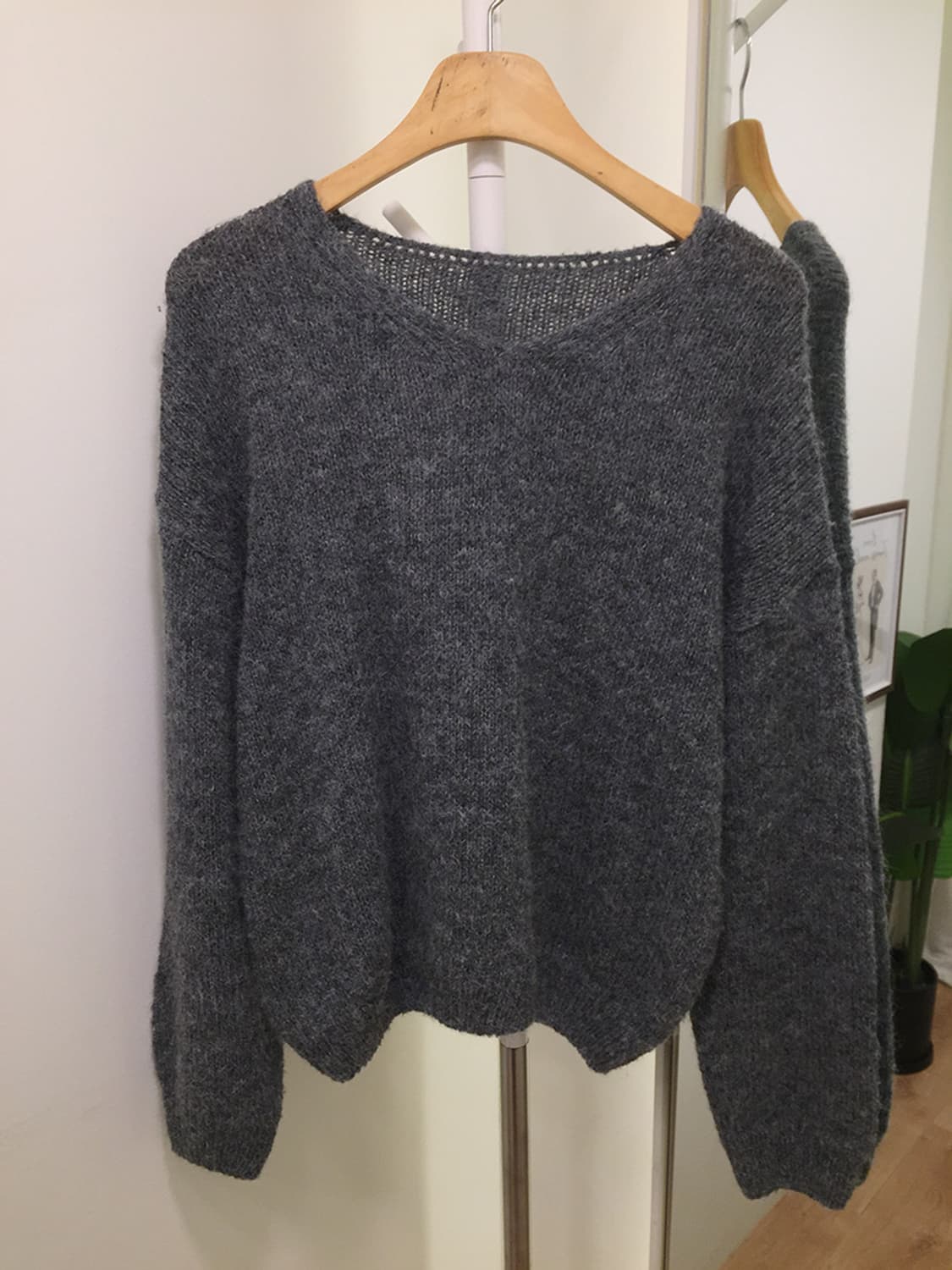 여성 빈티지 V넥 오버핏 니트 100 상품이미지2