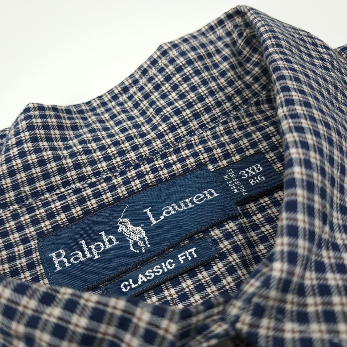 CL258 3XB 폴로 00s 네이비브라운 마이크로체크 셔츠 남방 상품이미지3
