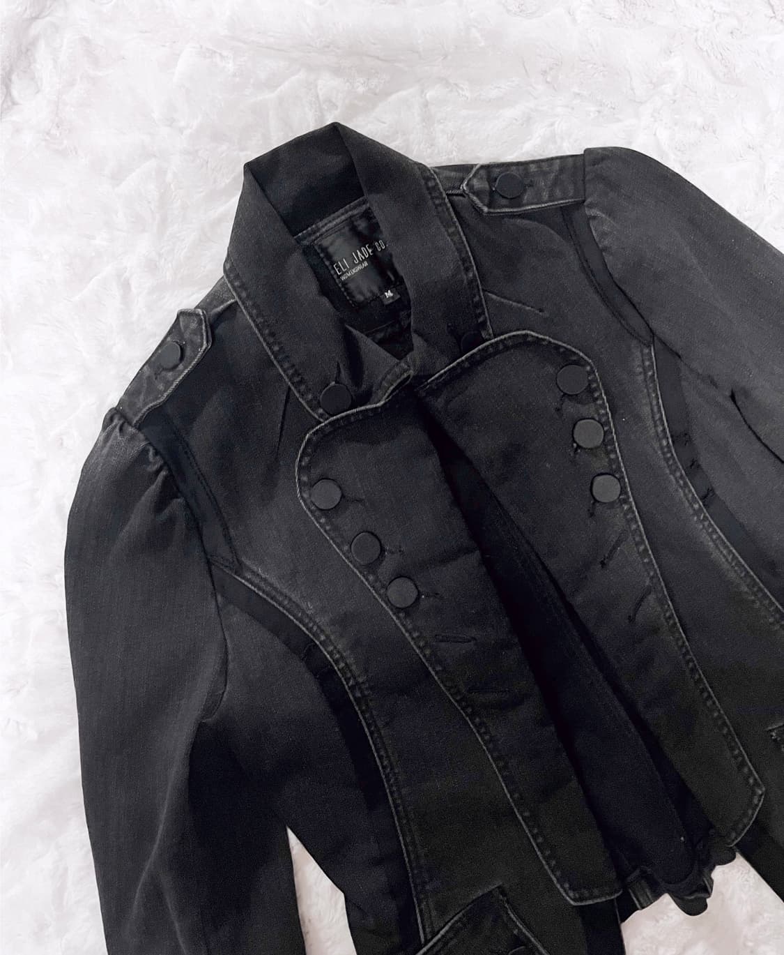 빈티지 카라 단추 흑청 블랙 자켓 상품이미지2