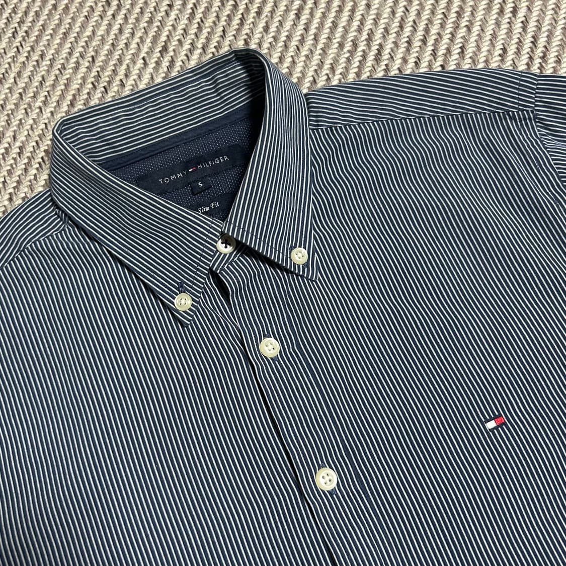 [S] Tommy 타미힐피거 네이비 스트라이프 셔츠 상품이미지5