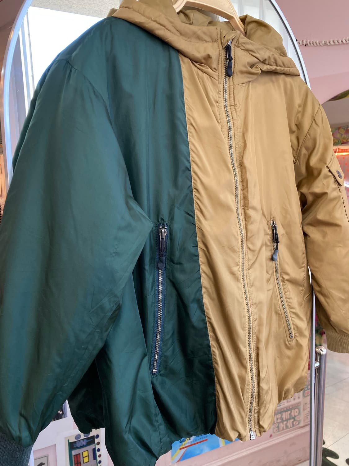 카키브라운 하프 패딩 상품이미지3