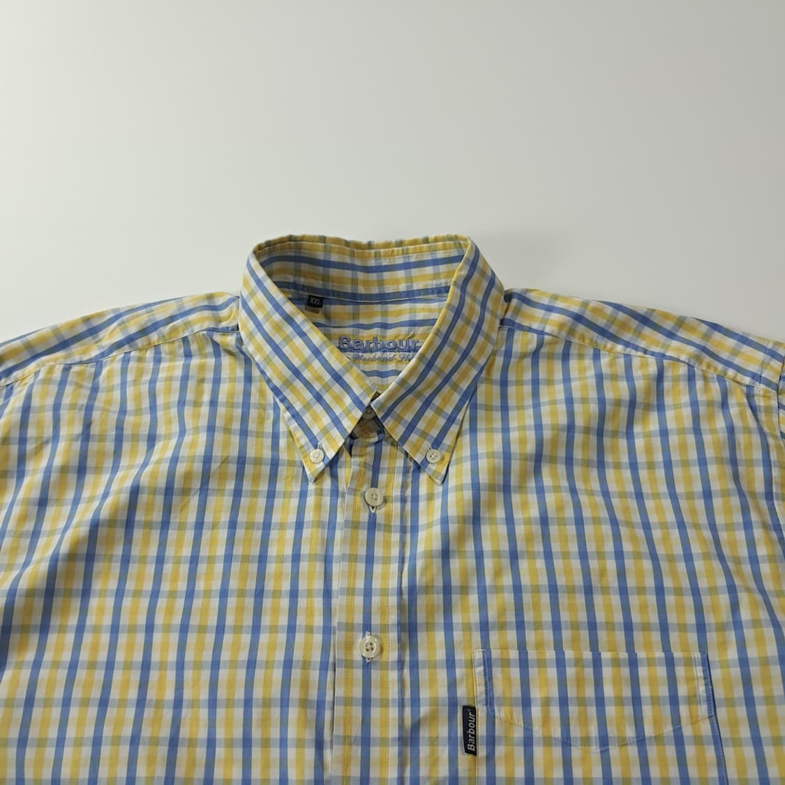 CK365 2XL 바버 00s 옐로우 블루 멀티 체크 반팔 셔츠 남방 상품이미지2