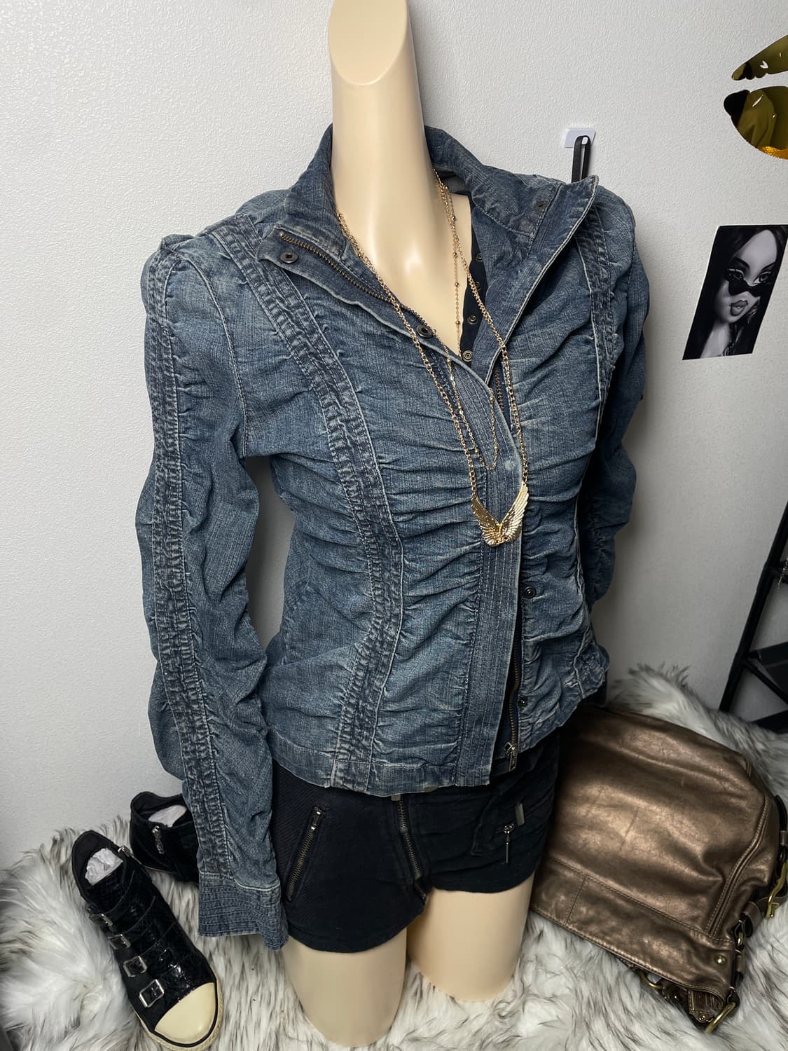 빈티지 DKNY 데님 셔링 자켓 상품이미지1