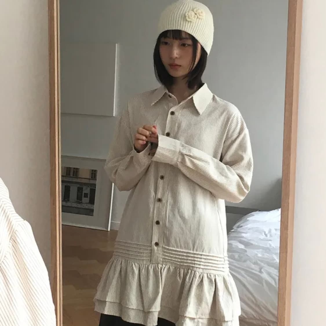 Stripe shirts one-piece 상품이미지1